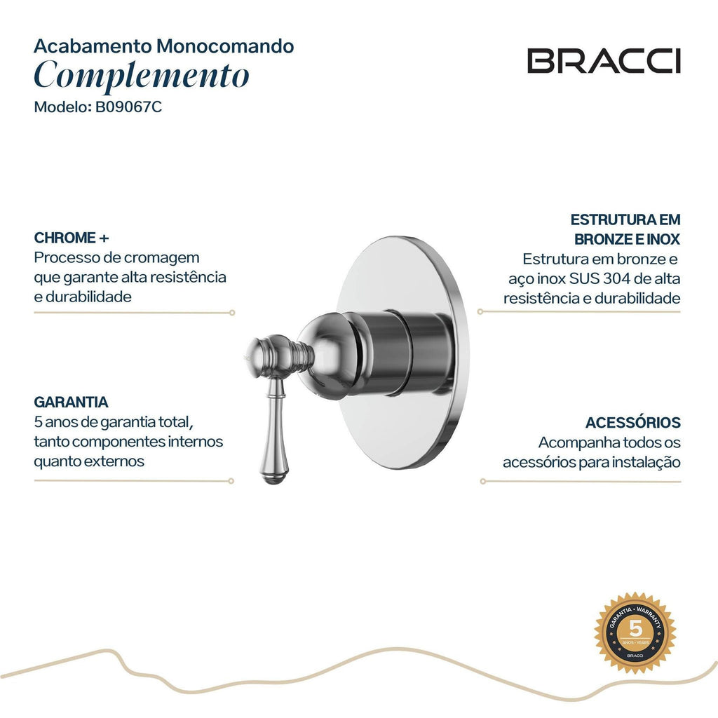 ACABAMENTO MONOCOMANDO CHUVEIRO CLÁSSICO DOCOL 3/4 CROMADO