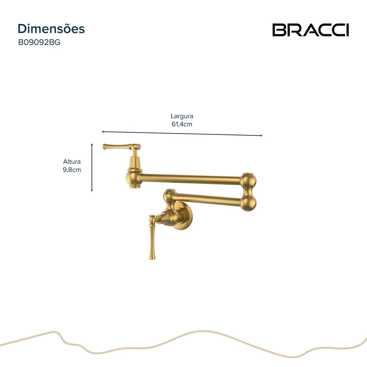 TORNEIRA PAREDE COZINHA ARTICULÁVEL ST CLAIRE DOURADO ESCOVADO
