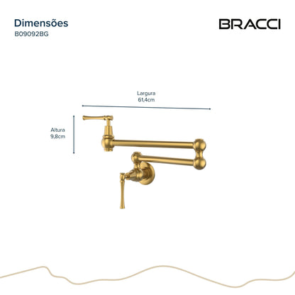 TORNEIRA PAREDE COZINHA ARTICULÁVEL ST CLAIRE DOURADO ESCOVADO