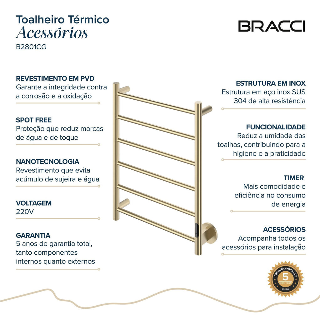 TOALHEIRO ELÉTRICO CHAMPAGNE GOLD