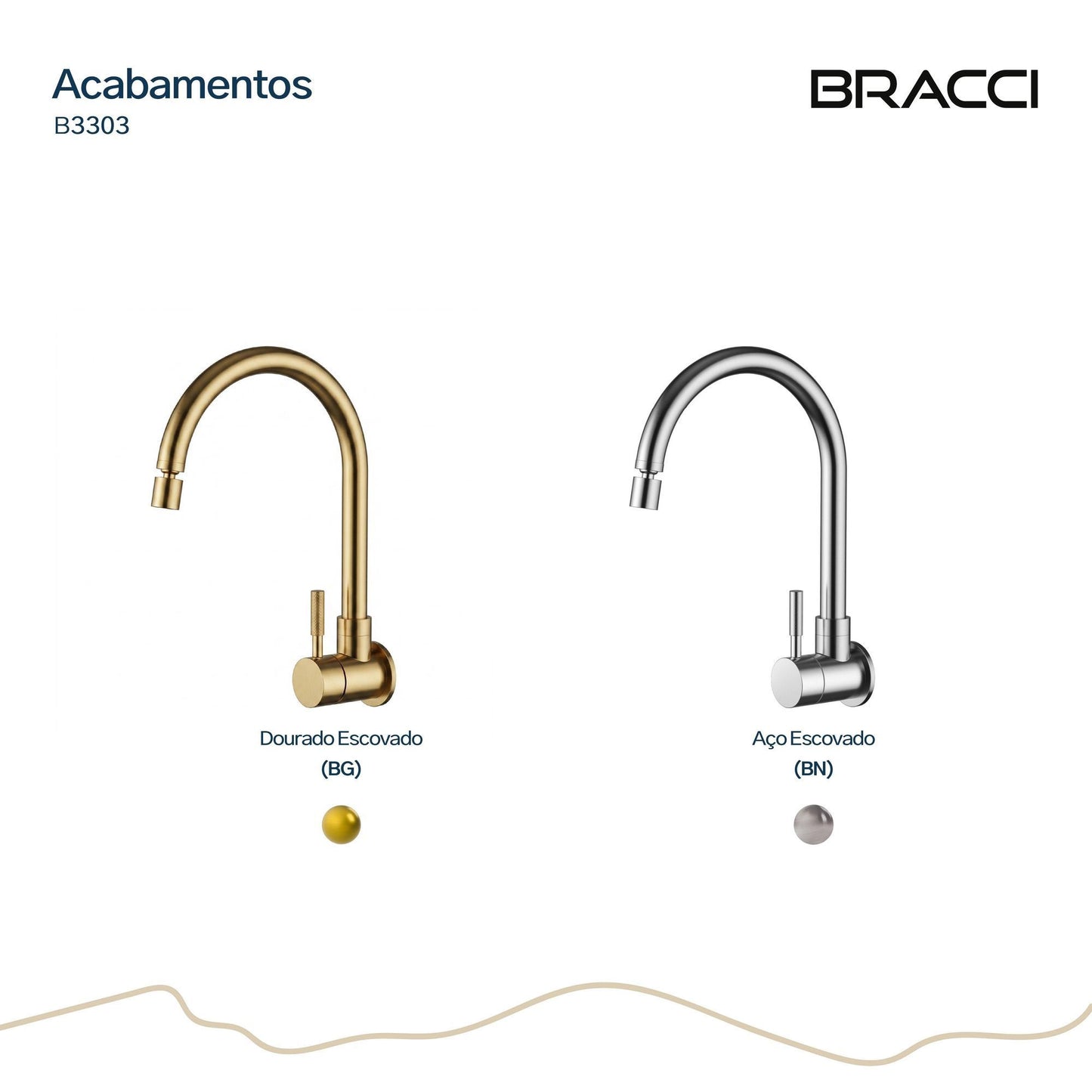 TORNEIRA PAREDE ÁGUA FRIA ST LOUISE BASIC DOURADO ESCOVADO