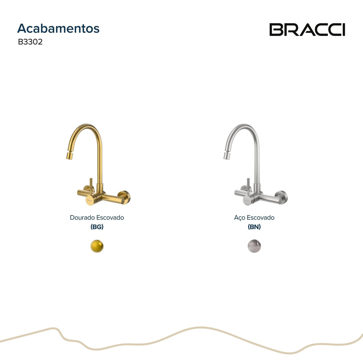 Torneira Monocomando Q/F de Parede St Louise Plus Dourado Escovado