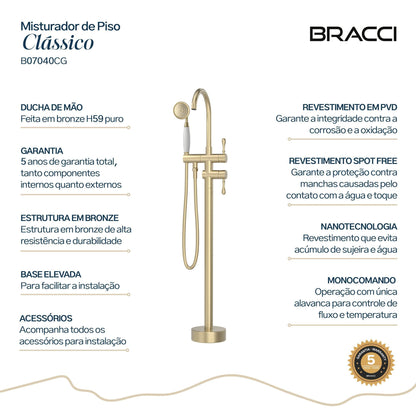 Torneira Monocomando Q/F para Banheiras CHAMPAGNE GOLD