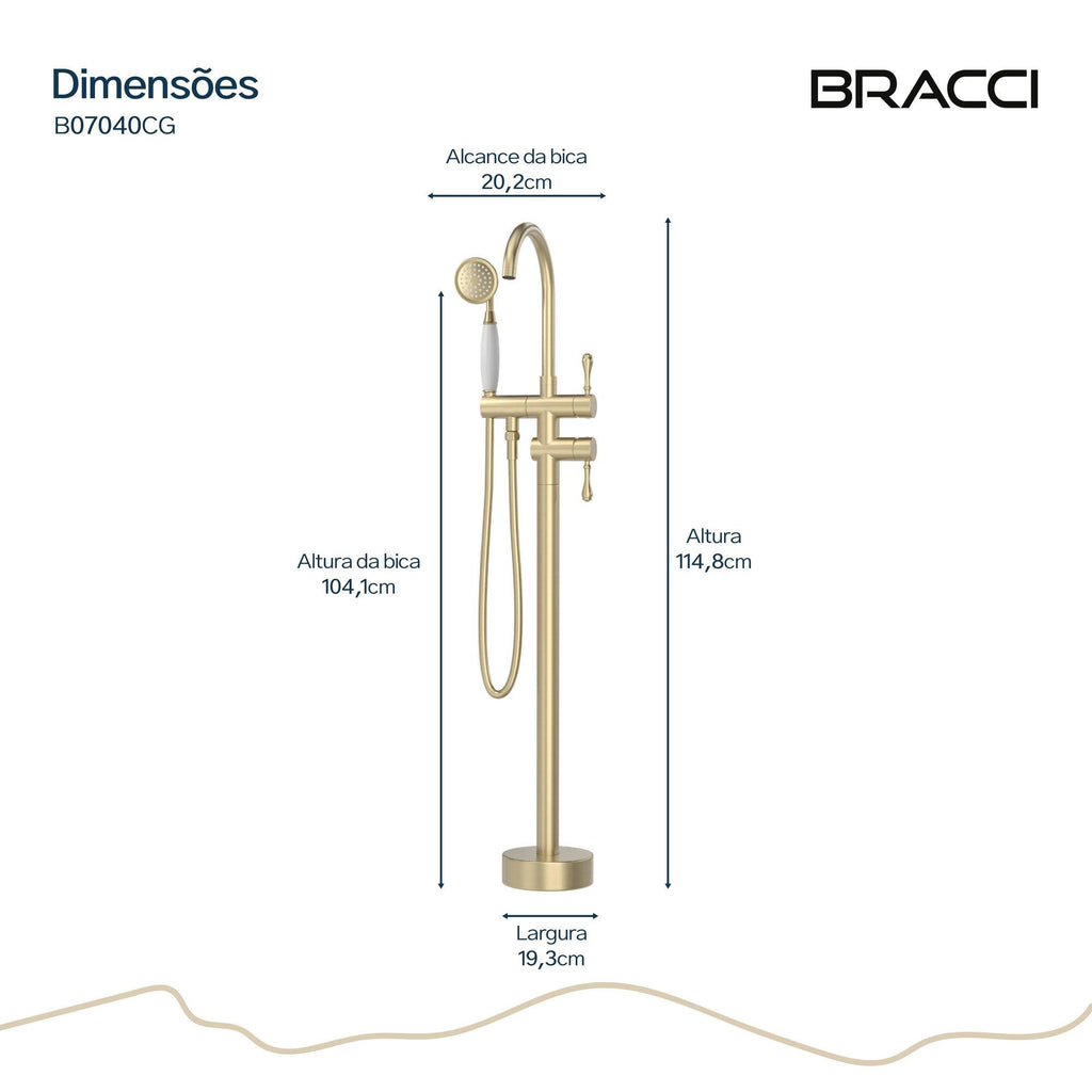 TORNEIRA MONOCOMANDO Q/F PARA BANHEIRAS CHAMPAGNE GOLD