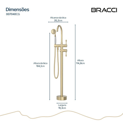 Torneira Monocomando Q/F para Banheiras CHAMPAGNE GOLD