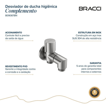 DESVIADOR DUCHA HIGIÊNICA PARA BACIA SANIATÁRIA AÇO ESCOVADO