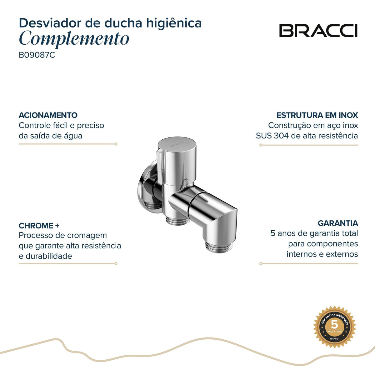 DESVIADOR DUCHA HIGIÊNICA PARA BACIA SANIATÁRIA CROMADO