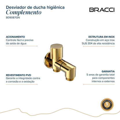 DESVIADOR DUCHA HIGIÊNICA PARA BACIA SANIATÁRIA DOURADO NANOTECNOLOGIA