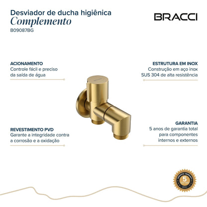 DESVIADOR DUCHA HIGIÊNICA PARA BACIA SANIATÁRIA DOURADO ESCOVADO