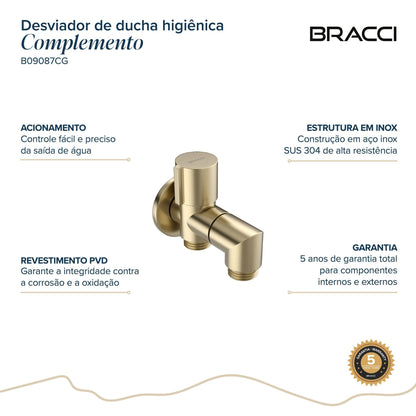 DESVIADOR DUCHA HIGIÊNICA PARA BACIA SANIATÁRIA CHAMPAGNE GOLD
