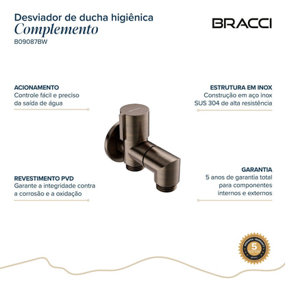 DESVIADOR DUCHA HIGIÊNICA PARA BACIA SANIATÁRIA BRONZE ESCOVADO