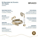 KIT DESVIADOR CHUVEIRO DE TETO CLÁSSICO CHAMPAGNE GOLD