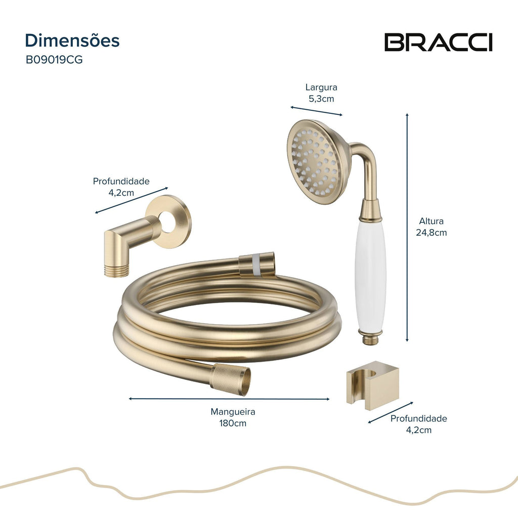 KIT DESVIADOR CHUVEIRO DE TETO CLÁSSICO CHAMPAGNE GOLD