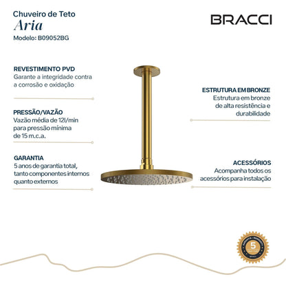 CHUVEIRO DE TETO ARIA DOURADO ESCOVADO