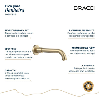 Bica para Banheira Champagne Gold