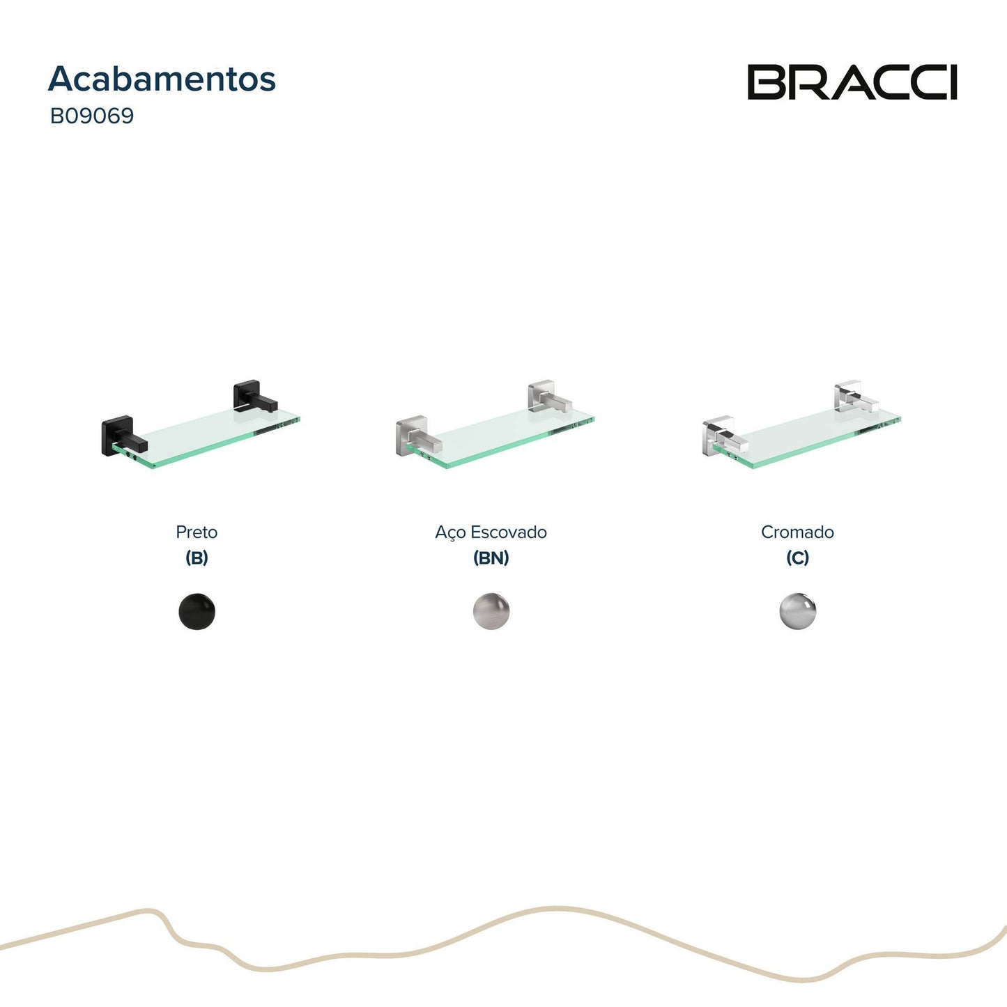 PRATELEIRA VIDRO ESSENCE CROMADO 30CM
