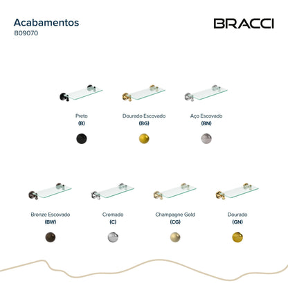 PRATELEIRA VIDRO ST CLAIRE DOURADO ESCOVADO 30CM
