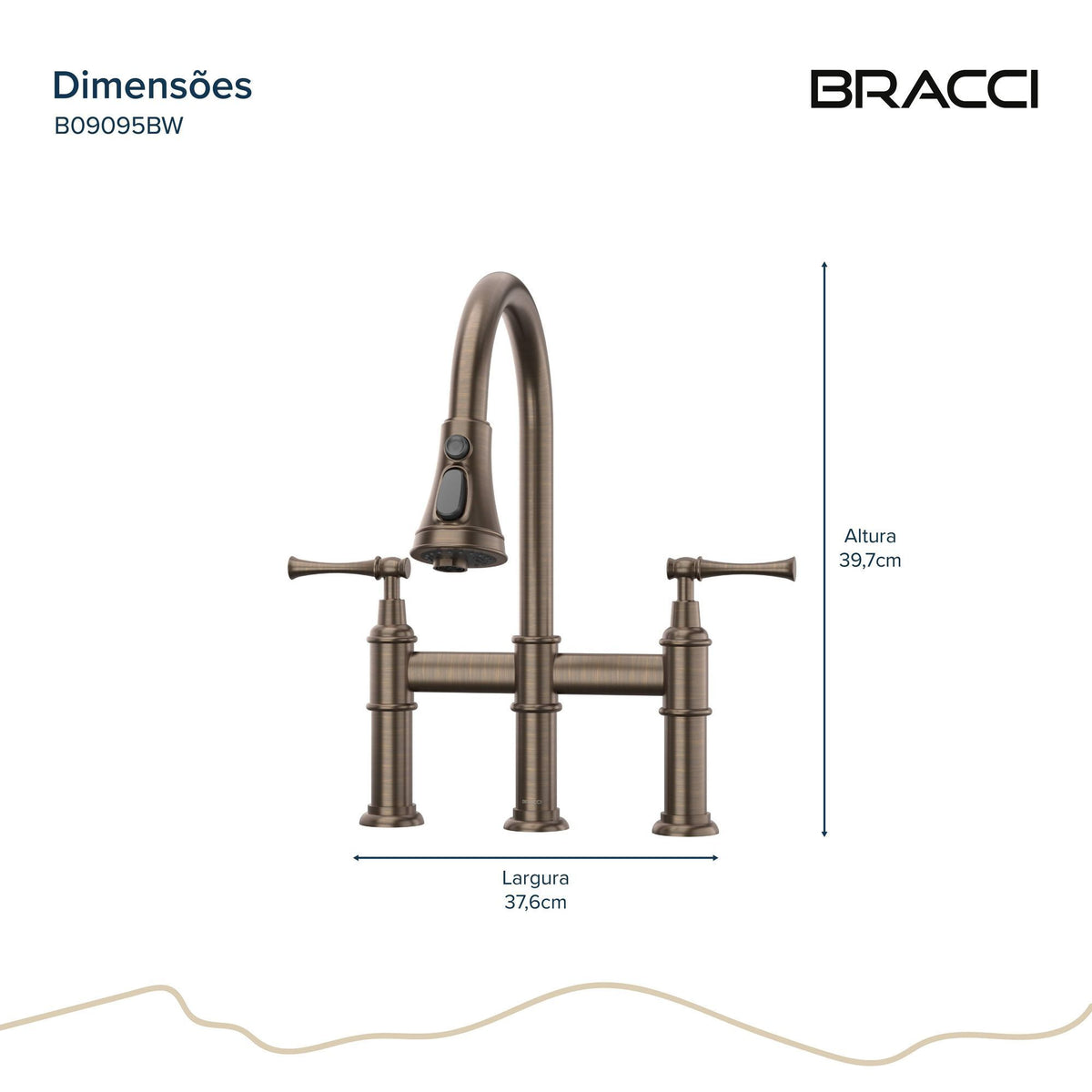 Torneira Duplo Comando Q/F Bridge Bronze Escovado