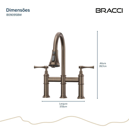 Torneira Duplo Comando Q/F Bridge Bronze Escovado
