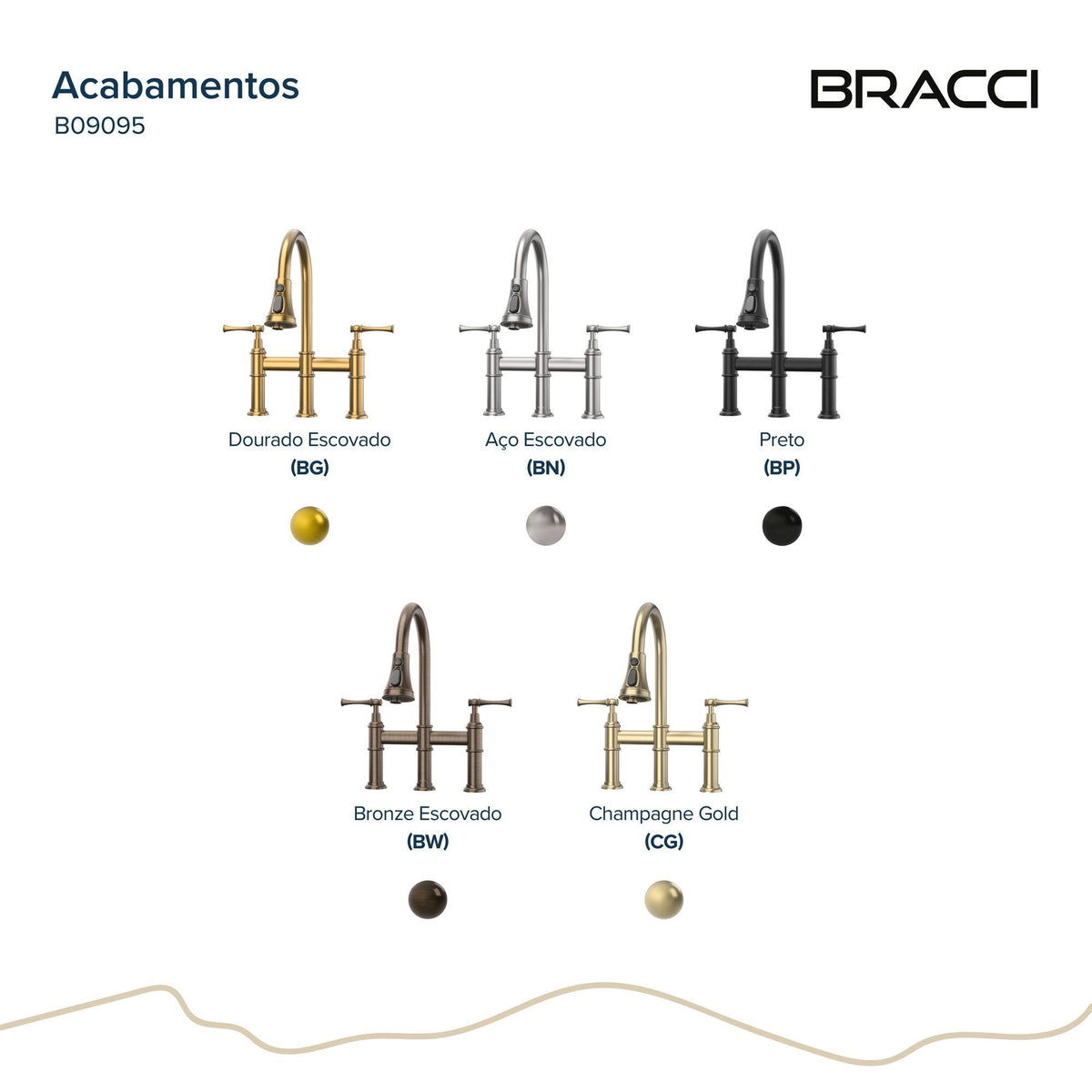 Torneira Duplo Comando Q/F Bridge Bronze Escovado