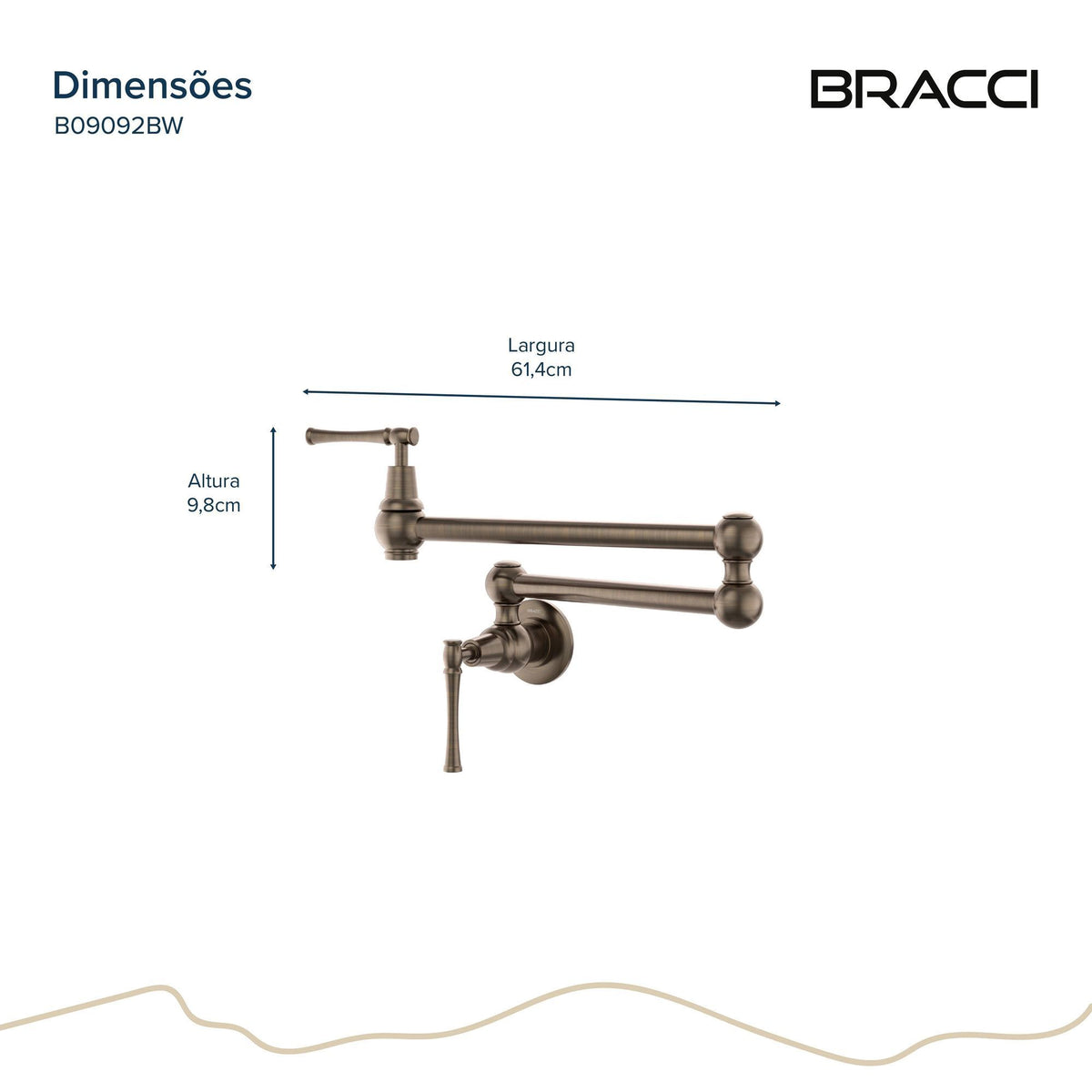 TORNEIRA PAREDE COZINHA ARTICULÁVEL ST CLAIRE BRONZE ESCOVADO