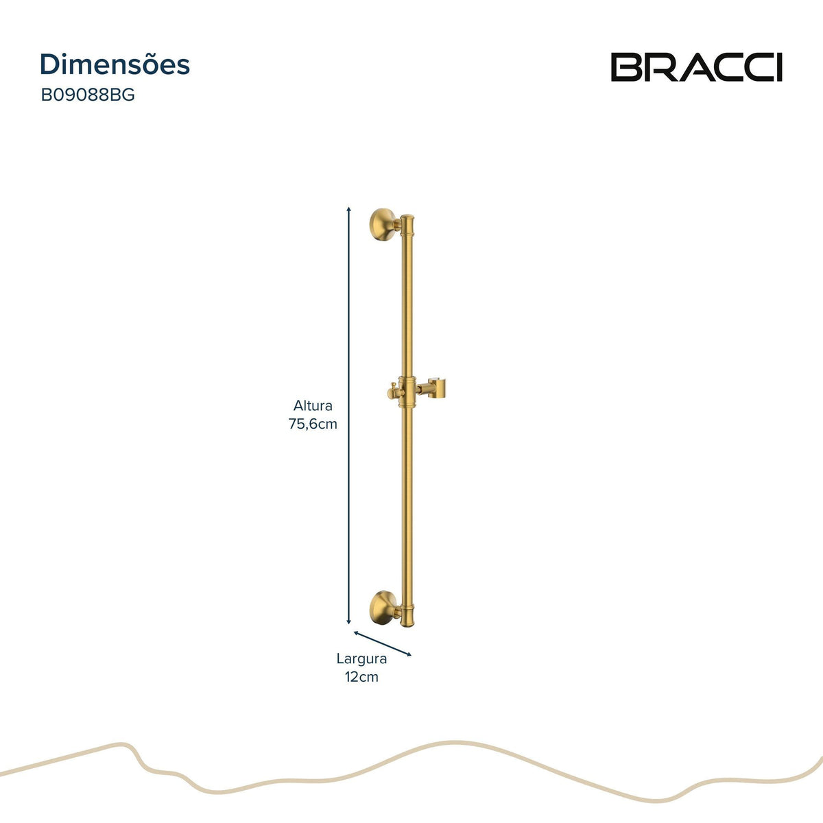 BARRA DESLIZANTE CHUVEIRO ST CLAIRE DOURADO ESCOVADO