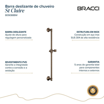 BARRA DESLIZANTE CHUVEIRO ST CLAIRE BRONZE ESCOVADO