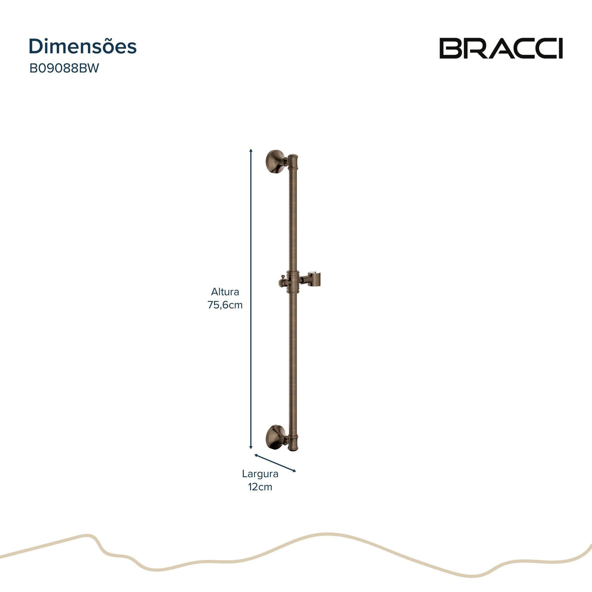 BARRA DESLIZANTE CHUVEIRO ST CLAIRE BRONZE ESCOVADO