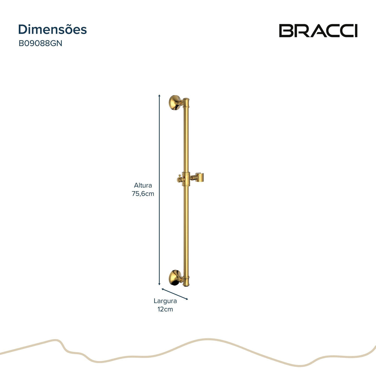 BARRA DESLIZANTE CHUVEIRO ST CLAIRE DOURADO NANOTECNOLOGIA