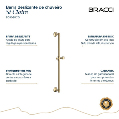 BARRA DESLIZANTE CHUVEIRO ST CLAIRE CHAMPAGNE GOLD