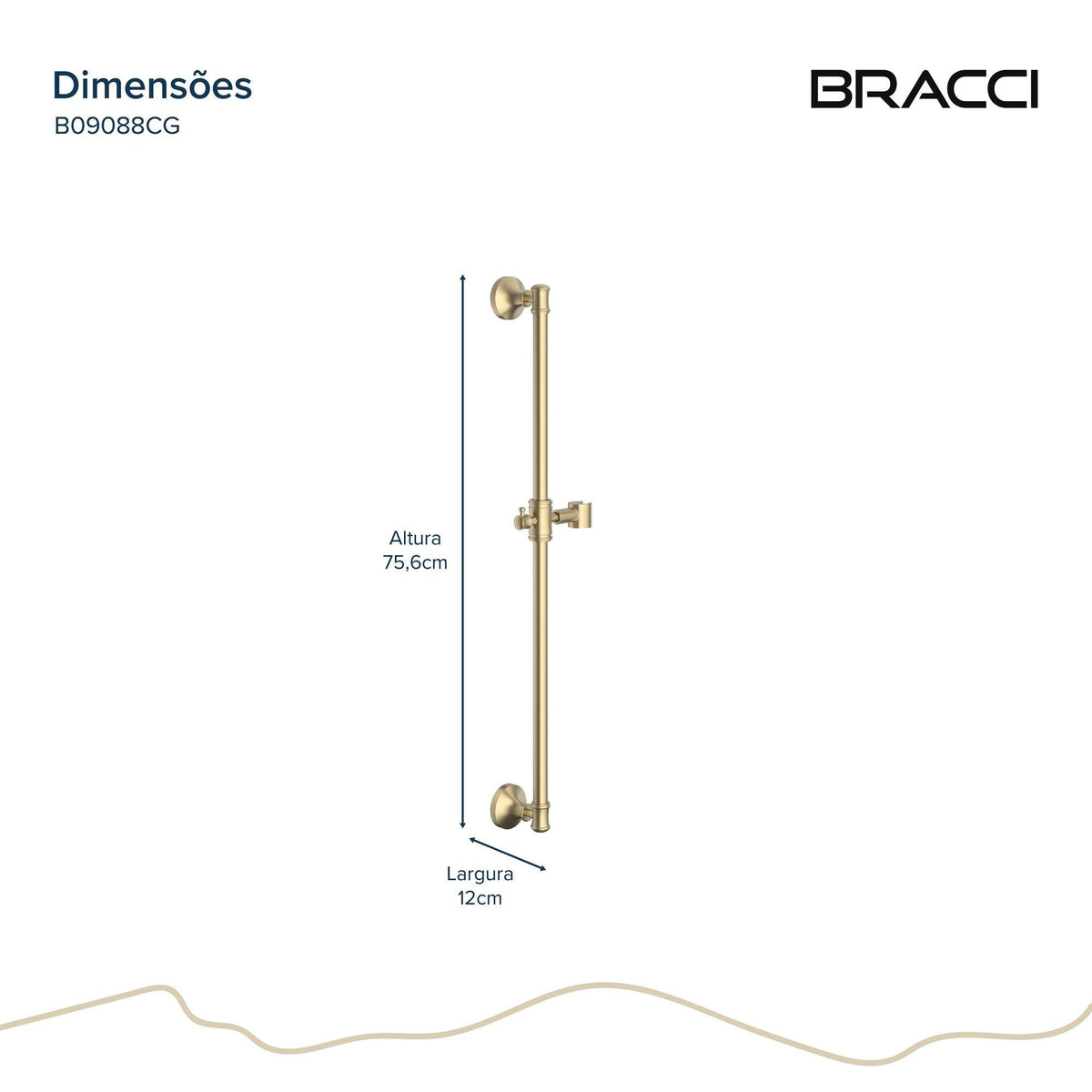 BARRA DESLIZANTE CHUVEIRO ST CLAIRE CHAMPAGNE GOLD