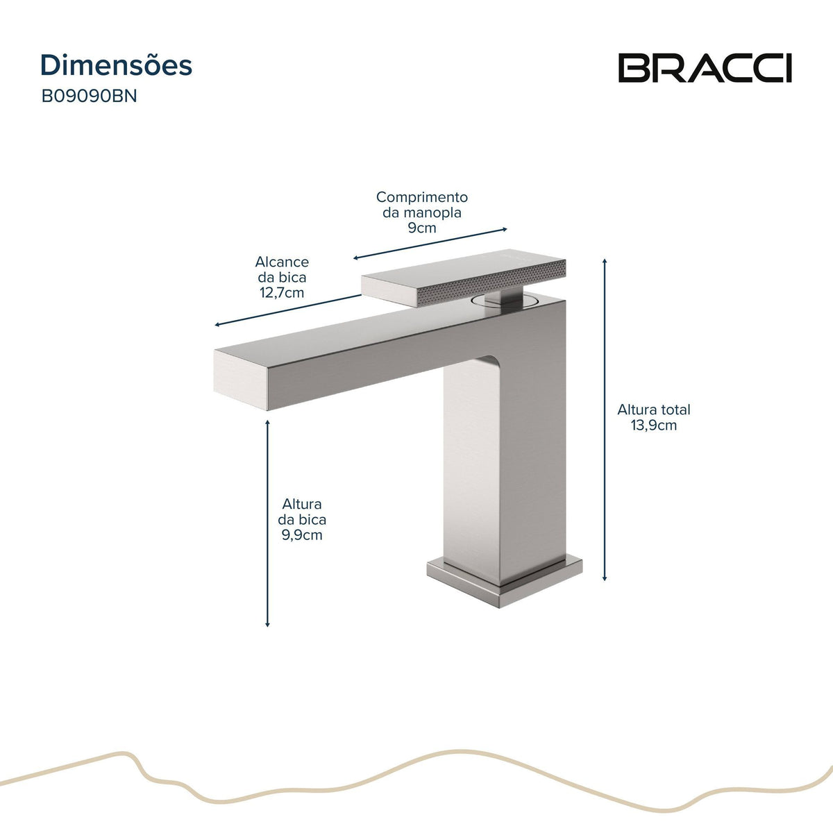 Misturador Monocomando Vercci Max Baixo Aço Escovado