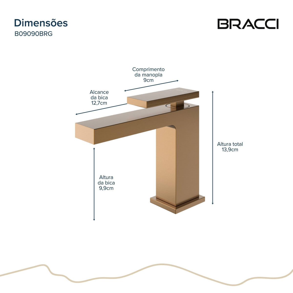 Misturador Monocomando Vercci Max Baixo Rose Escovado