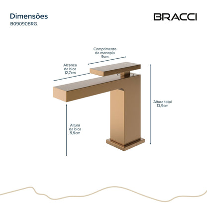 Misturador Monocomando Vercci Max Baixo Rose Escovado