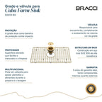 KIT GRADE E VÁLVULA DOURADO ESCOVADO PARA CUBA B2403