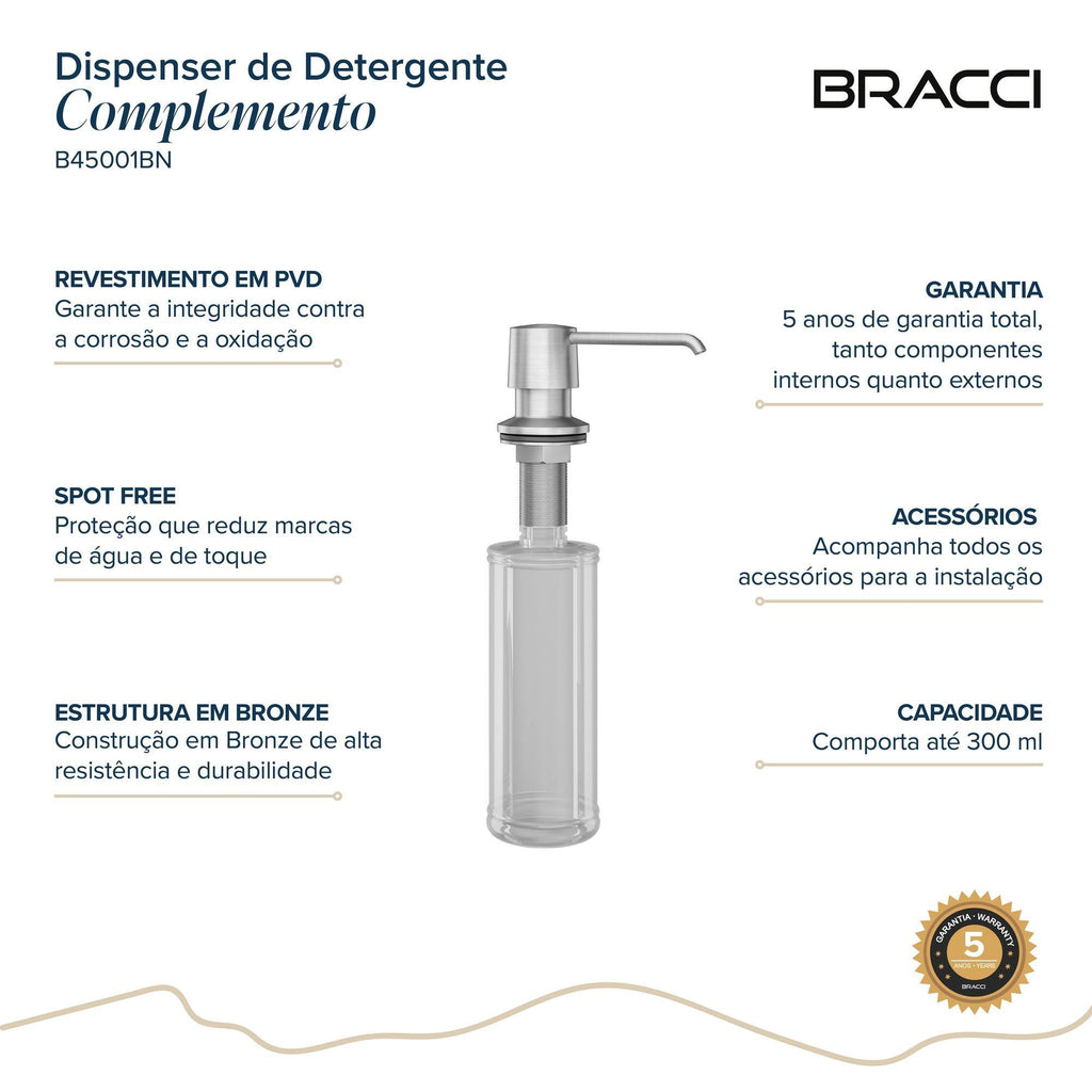 DISPENSER DE DETERGENTE AÇO ESCOVADO