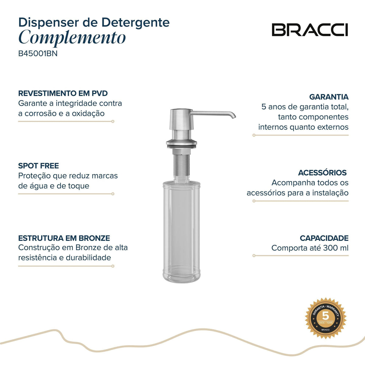 DISPENSER DE DETERGENTE AÇO ESCOVADO