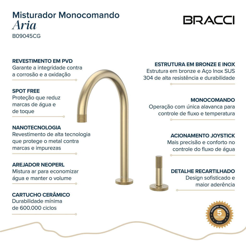 MISTURADOR MONOCOMANDO ARIA CHAMPAGNE GOLD