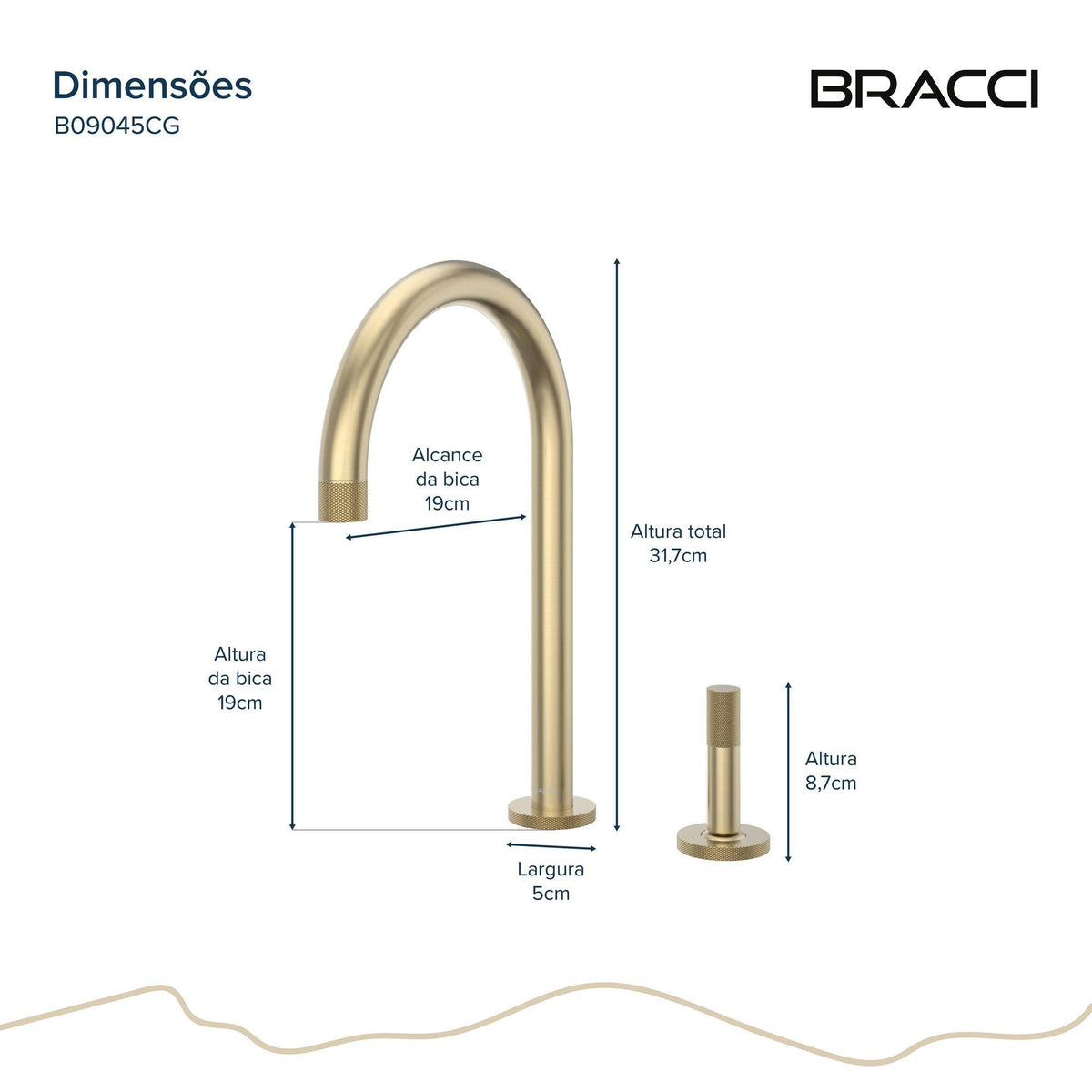MISTURADOR MONOCOMANDO ARIA CHAMPAGNE GOLD