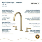 MISTURADOR DUPLO COMANDO ARIA CHAMPAGNE GOLD
