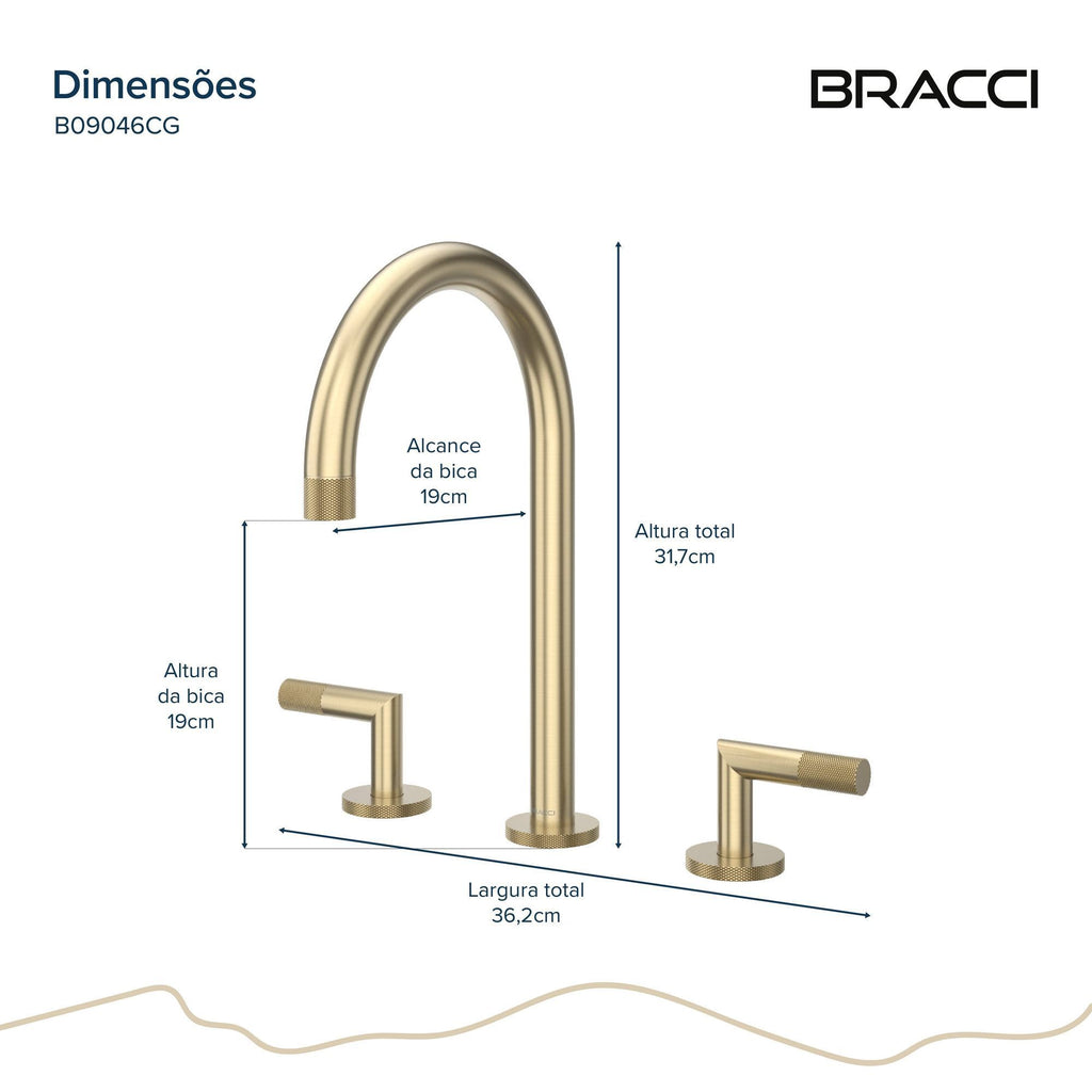 MISTURADOR DUPLO COMANDO ARIA CHAMPAGNE GOLD