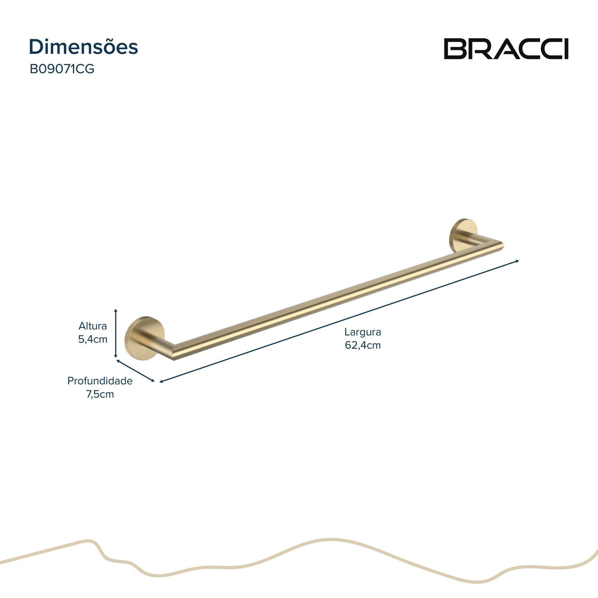 TOALHEIRO SIMPLES ARIA CHAMPAGNE GOLD