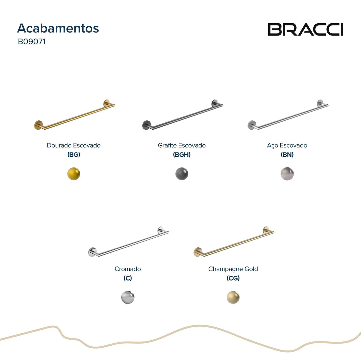 TOALHEIRO SIMPLES ARIA CHAMPAGNE GOLD