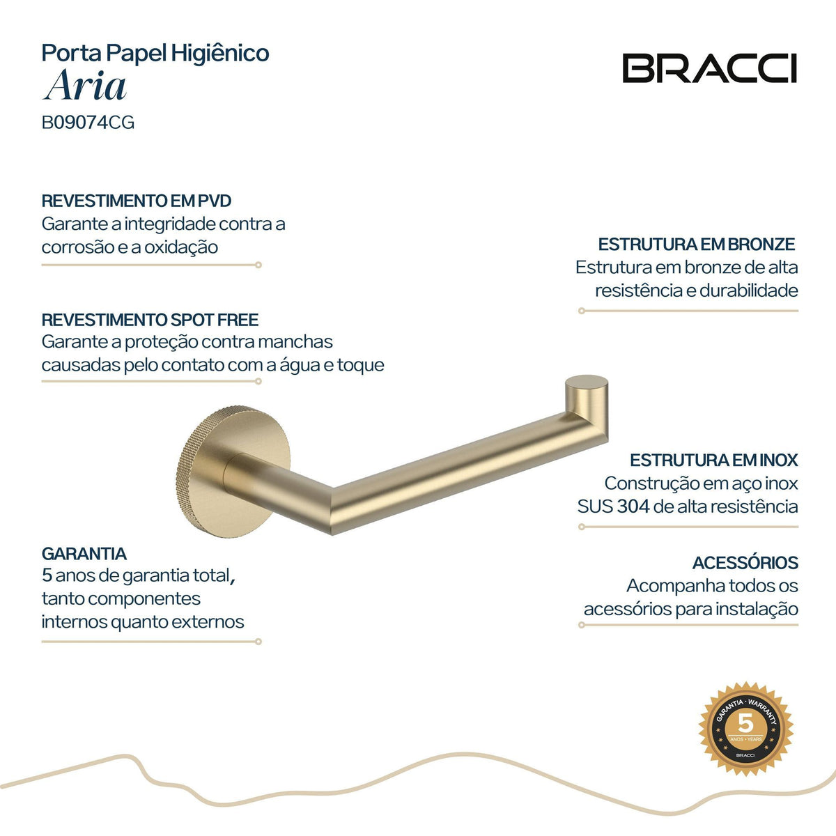 PORTA PAPEL HIGIÊNICO ARIA CHAMPAGNE GOLD