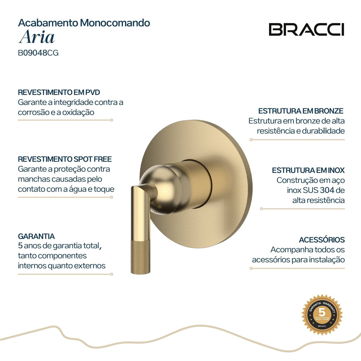 ACABAMENTO MONOC CHUVEIRO ARIA CHAMPAGNE GOLD