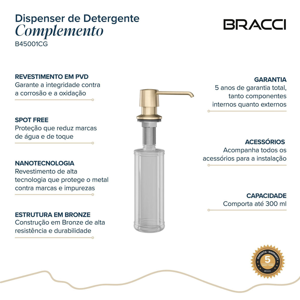 DISPENSER DE DETERGENTE CHAMPAGNE GOLD