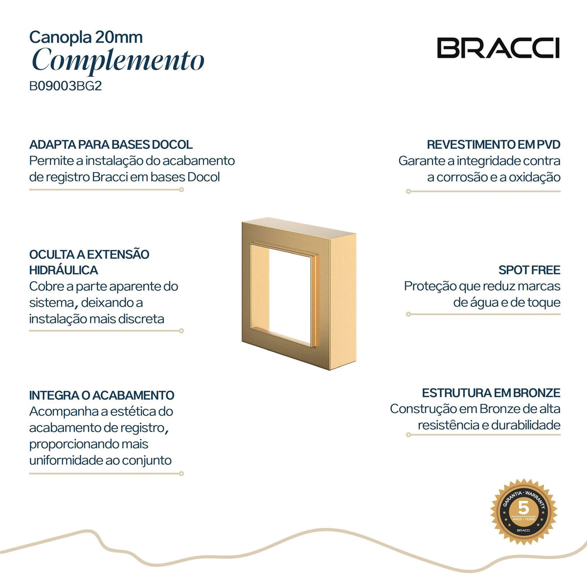 CANOPLA 20MM ACABAMENTO DE REGISTRO DOURADO ESCOVADO