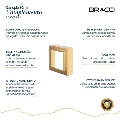 CANOPLA 20MM ACABAMENTO DE REGISTRO DOURADO ESCOVADO