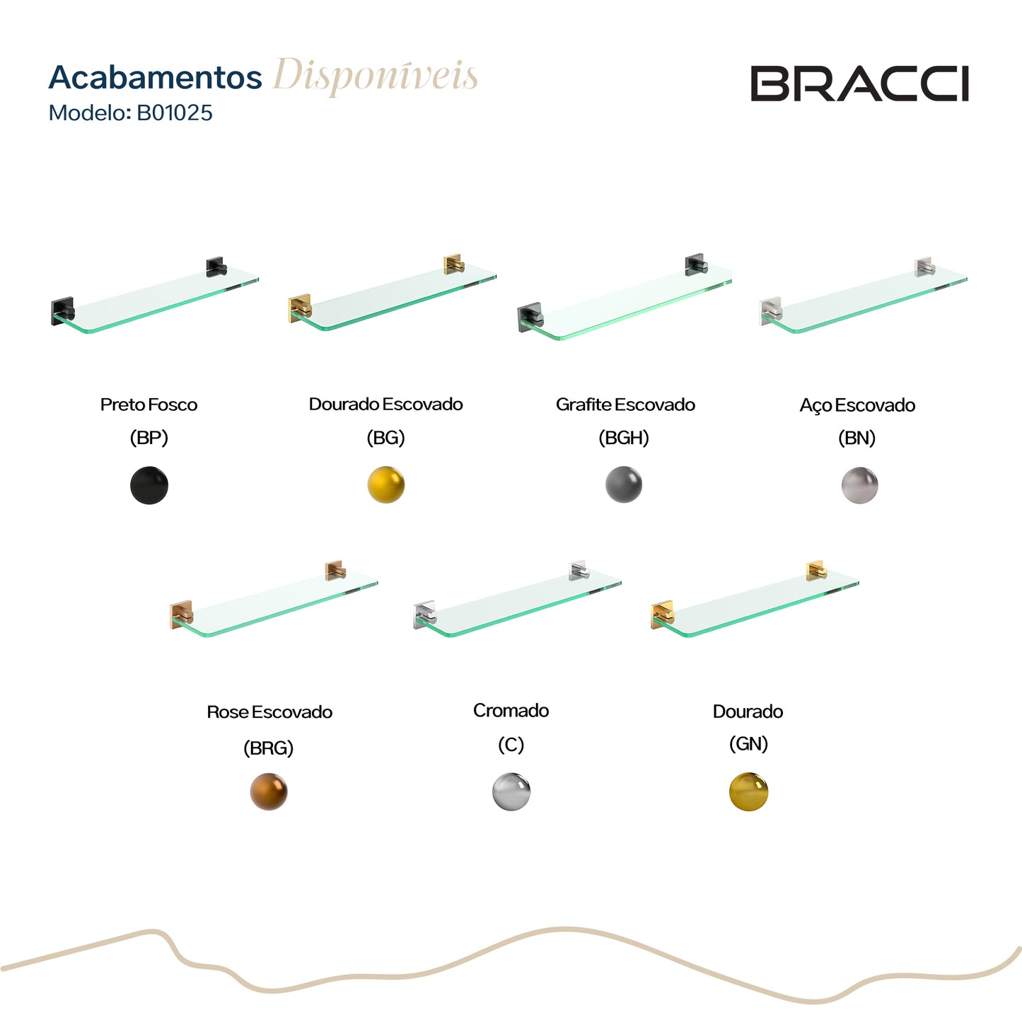 PRATELEIRA VIDRO DOURADO VERCCI