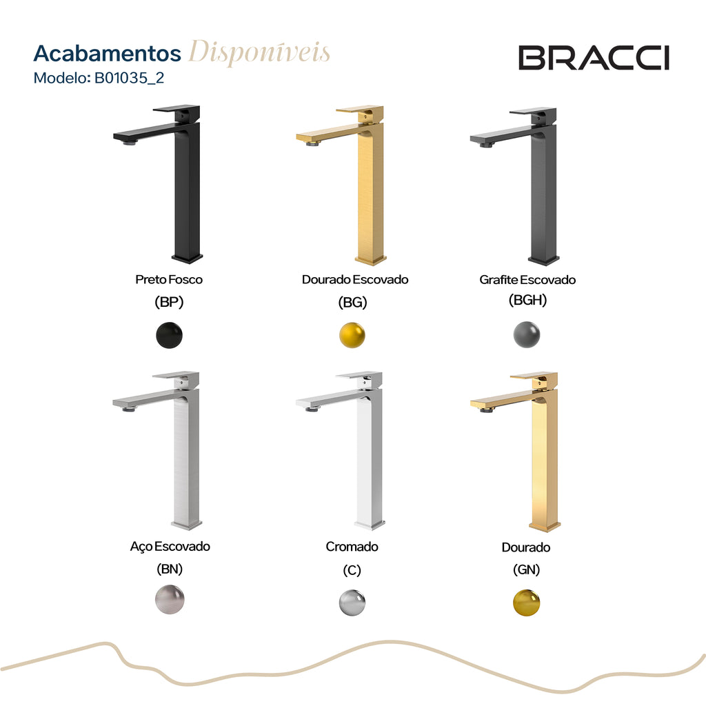 TORNEIRA MONOCOMANDO Q/F VENZA SLIM ALTO DOURADO ESCOVADO